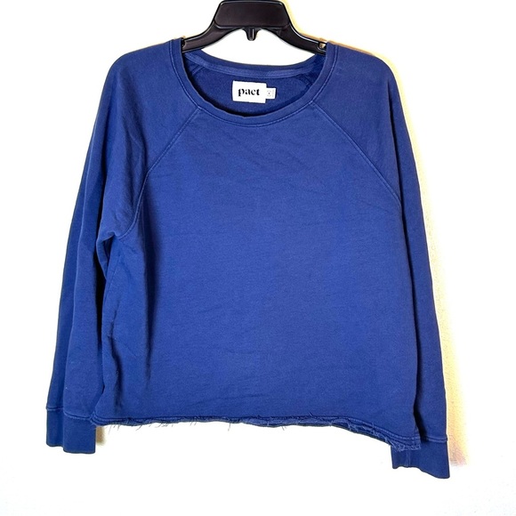 Pact Tops - Pact Organic 100% Cotton Sweatshirt Womens  Size M Raw Hem Casual Yoga Outdoors